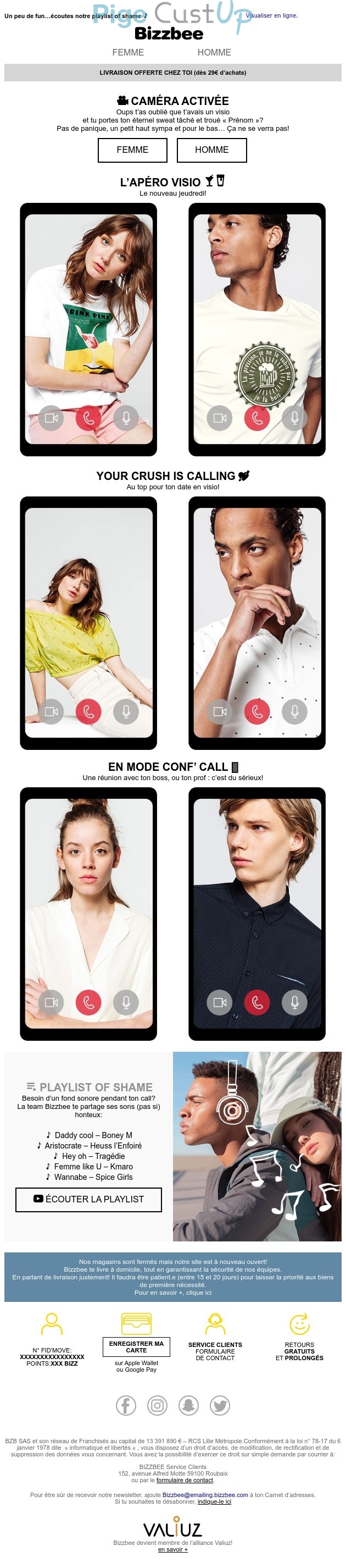 Exemple de Type de media  e-mailing - Bizzbee - Marketing marque - Communication Produits - Nouveaux produits - Marketing fidélisation - Incitation au réachat