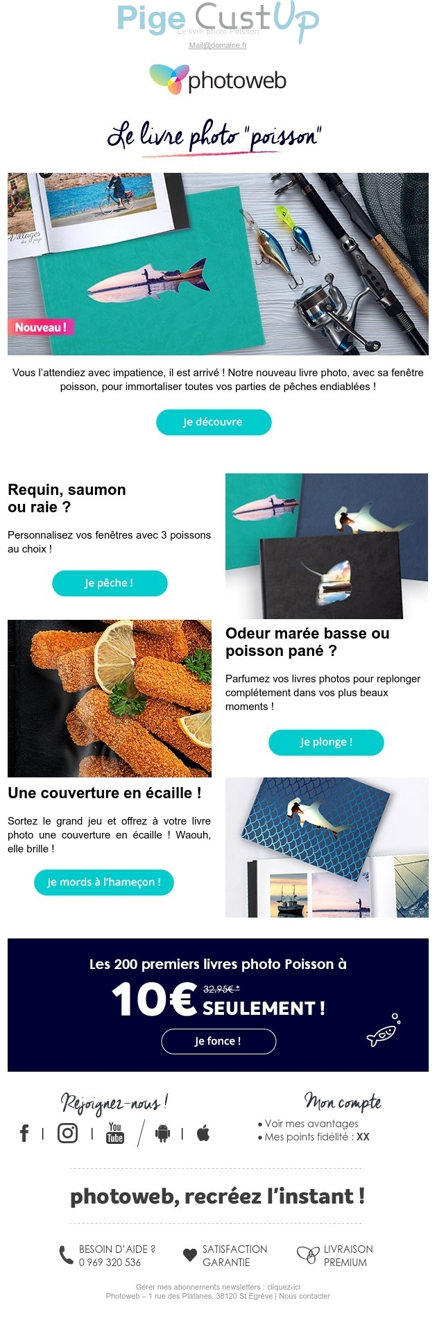 Exemple de Type de media  e-mailing - Photoweb - Marketing marque - Communication Produits - Nouveaux produits - Communication Services - Nouveaux Services - Marketing fidélisation - Incitation au réachat - Marketing Acquisition - Ventes flash, soldes, demarque, promo, réduction