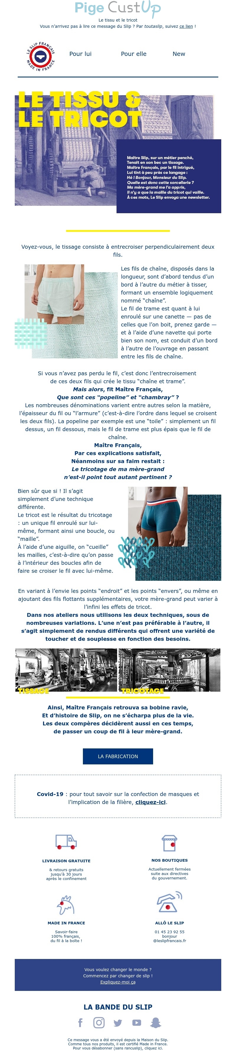 Exemple de Type de media  e-mailing - Le slip français - Marketing relationnel - Newsletter