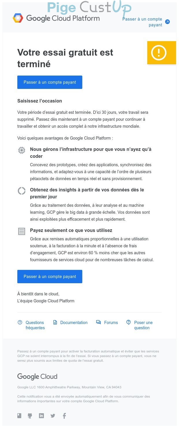 Exemple de Type de media  e-mailing - Google - Marketing Acquisition - Acquisition abonnements - Offre d'essai