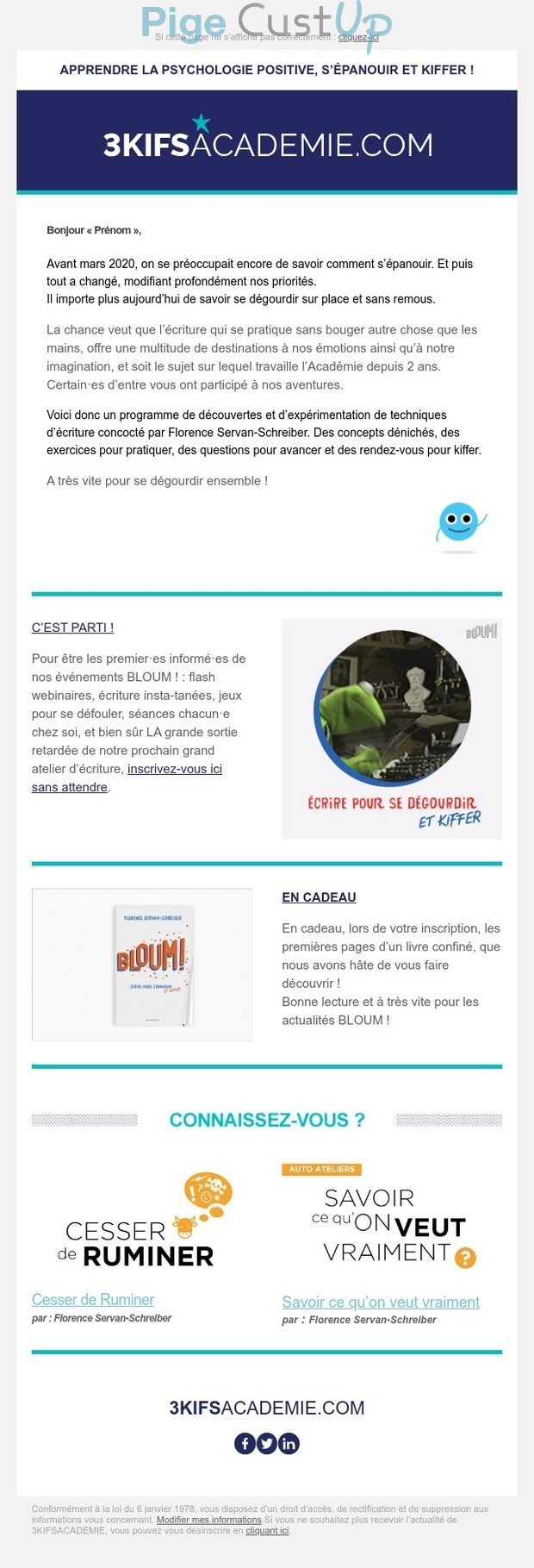 Exemple de Type de media  e-mailing - 3kifsacademie.com - Marketing marque - Communication Produits - Nouveaux produits - Communication Services - Nouveaux Services - Marketing Acquisition - Gratuit - Cadeau - Marketing relationnel - Newsletter