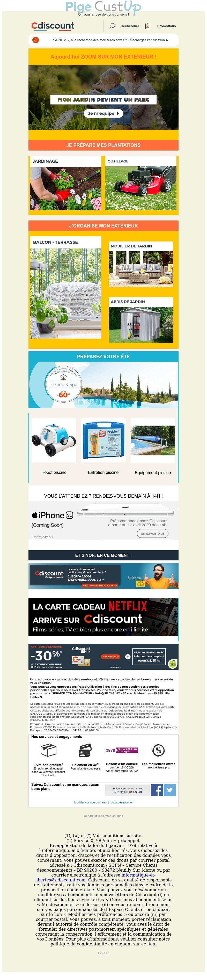 Exemple de Type de media  e-mailing - Cdiscount - Marketing marque - Communication Produits - Nouveaux produits - Marketing relationnel - Newsletter