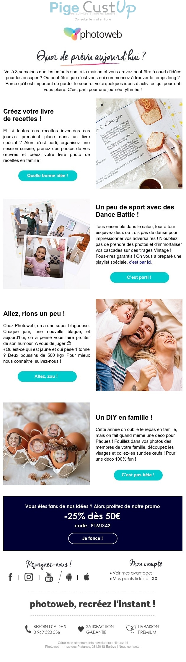 Exemple de Type de media  e-mailing - Photoweb - Marketing marque - Communication Produits - Nouveaux produits - Marketing fidélisation - Incitation au réachat - Marketing Acquisition - Ventes flash, soldes, demarque, promo, réduction