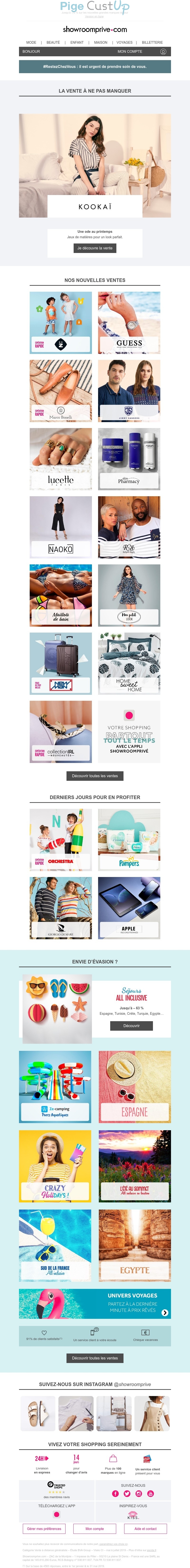 Exemple de Type de media  e-mailing - Showroomprive.com - Marketing Acquisition - Derniers jours - Ventes flash, soldes, demarque, promo, réduction - Marketing fidélisation - Incitation au réachat