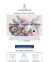 e-mailing - Marketing relationnel - Anniversaire / Fête contact - Engagement Réseaux sociaux - Marketing Acquisition - Gratuit - Cadeau - Monsieur Marguerite - 04/2020