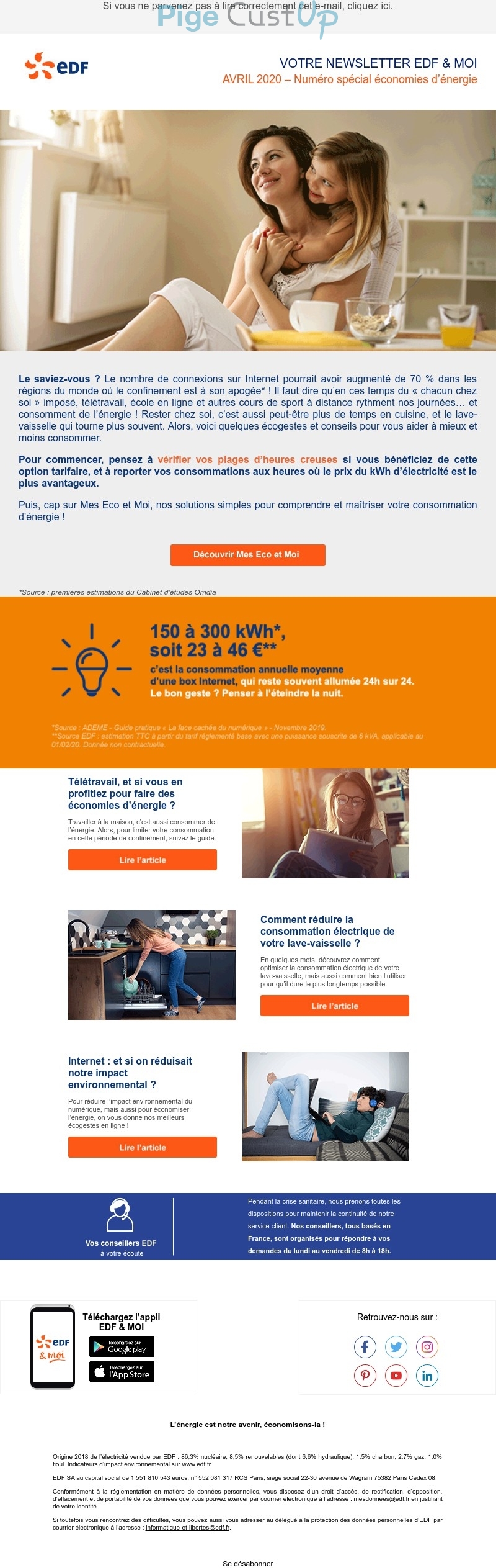 Exemple de Type de media  e-mailing - EDF - Marketing relationnel - Newsletter