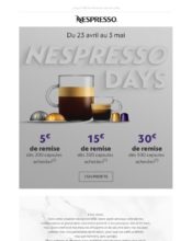 e-mailing - Marketing Acquisition - Ventes flash, soldes, demarque, promo, réduction - Marketing fidélisation - Points et statut - Nespresso - 04/2020