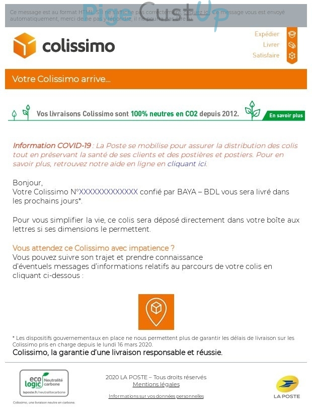 Exemple de Type de media  e-mailing - Baya - Transactionnels - Confirmation Livraison - Suivi de commande Expédition / Livraison