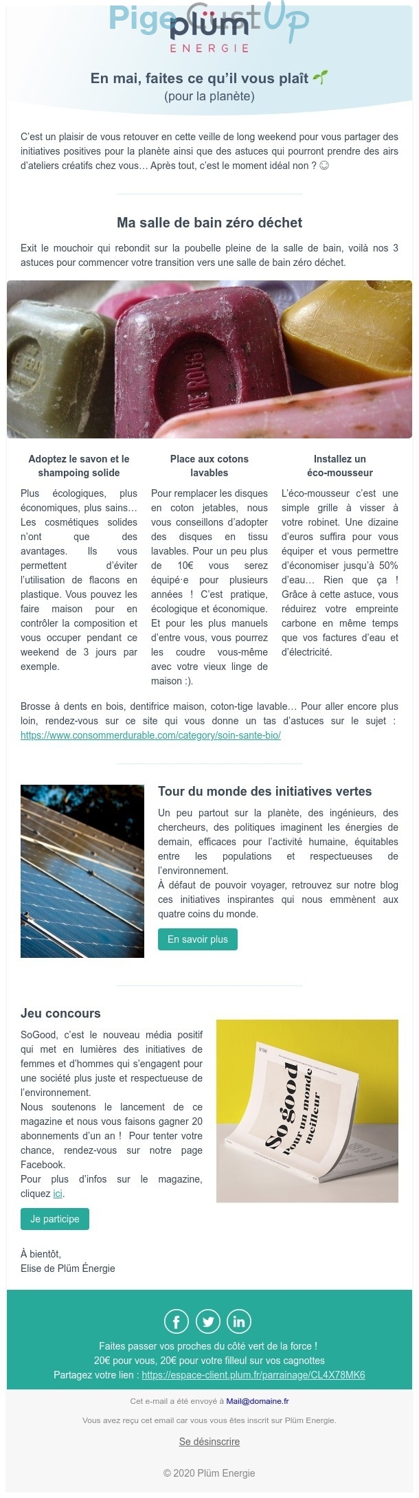 Exemple de Type de media  e-mailing - Plüm - Marketing relationnel - Newsletter