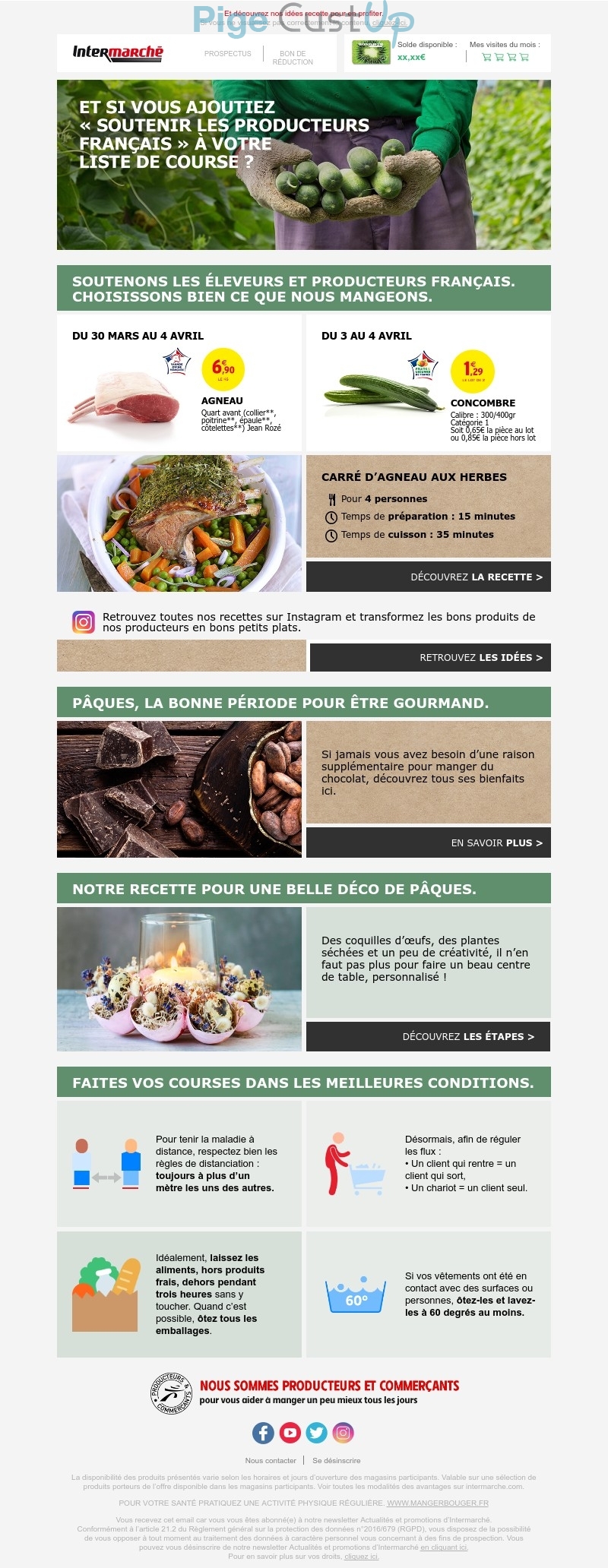 Exemple de Type de media  e-mailing - Intermarché - Marketing marque - Communication Produits - Nouveaux produits - Marketing fidélisation - Incitation au réachat - Points et statut