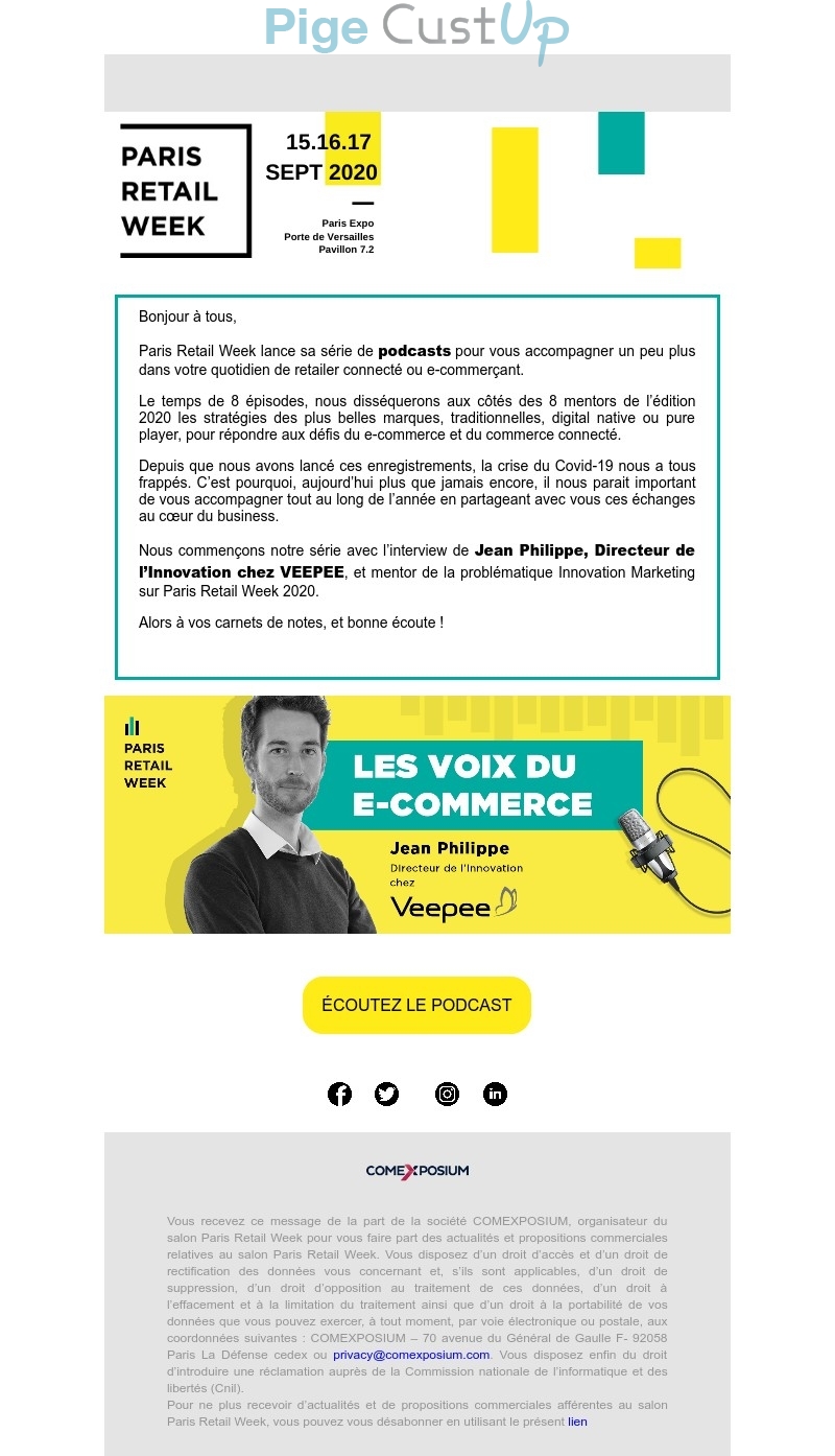 Exemple de Type de media  e-mailing - ComeXposium - Marketing marque - Communication Services - Nouveaux Services