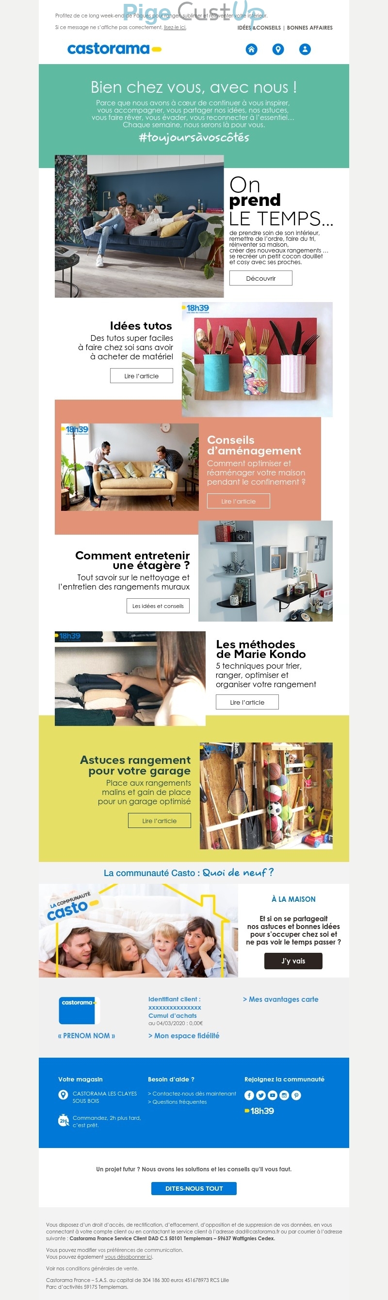 Exemple de Type de media  e-mailing - Castorama - Marketing relationnel - Newsletter