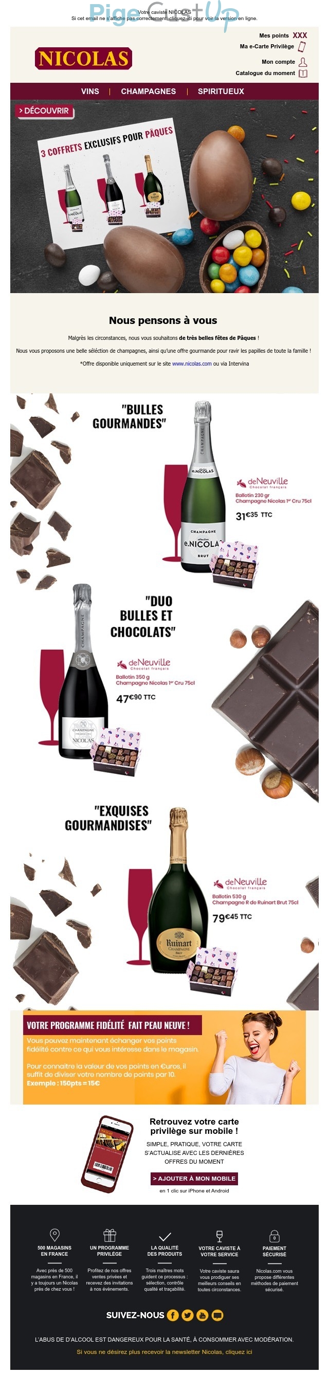 Exemple de Type de media  e-mailing - Nicolas - Marketing relationnel - Calendaire (Noël, St valentin, Vœux, …) - Marketing marque - Communication Produits - Nouveaux produits - Marketing fidélisation - Incitation au réachat - Points et statut - Marketing Acquisition - Ventes flash, soldes, demarque, promo, réduction