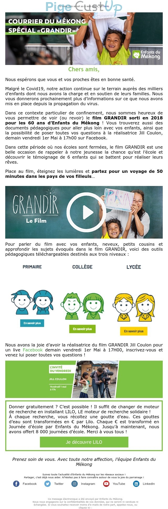 Exemple de Type de media  e-mailing - Enfants du Mekong - Marketing relationnel - Newsletter