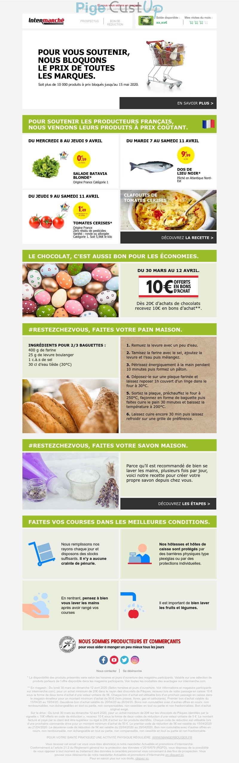 Exemple de Type de media  e-mailing - Intermarché - Marketing marque - Communication Produits - Nouveaux produits - Marketing fidélisation - Incitation au réachat - Points et statut - Marketing relationnel - Newsletter