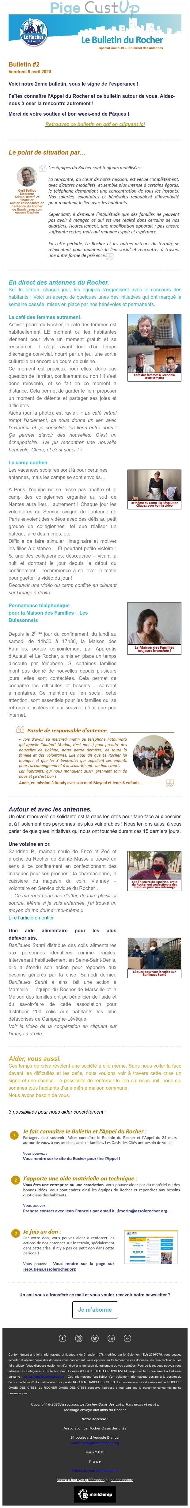 Exemple de Type de media  e-mailing - Le Rocher - Marketing relationnel - Calendaire (Noël, St valentin, Vœux, …) - Newsletter - Remerciements
