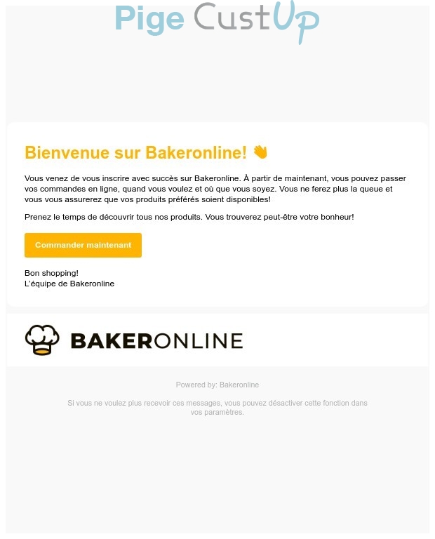 Exemple de Type de media  e-mailing - BakerOnline - Transactionnels - Confirmation Ouverture de compte - Marketing relationnel - Remerciements