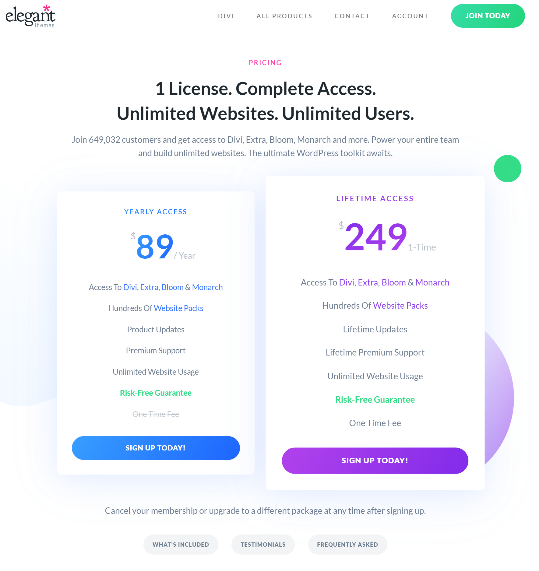 modele pricing saas exemple elegant theme