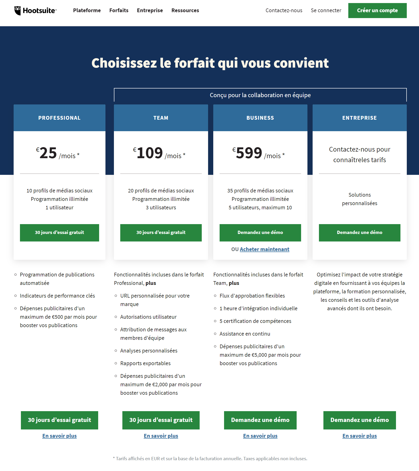 modele pricing saas exemple hootsuite