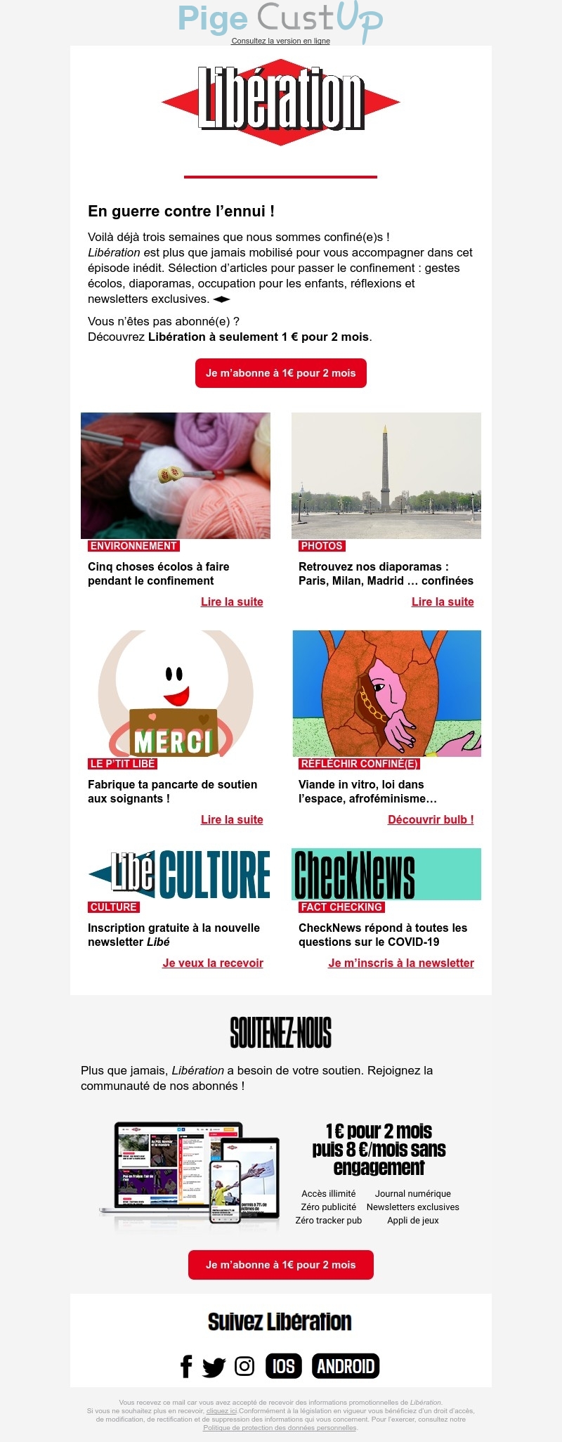 Exemple de Type de media  e-mailing - Libération - Marketing Acquisition - Acquisition abonnements