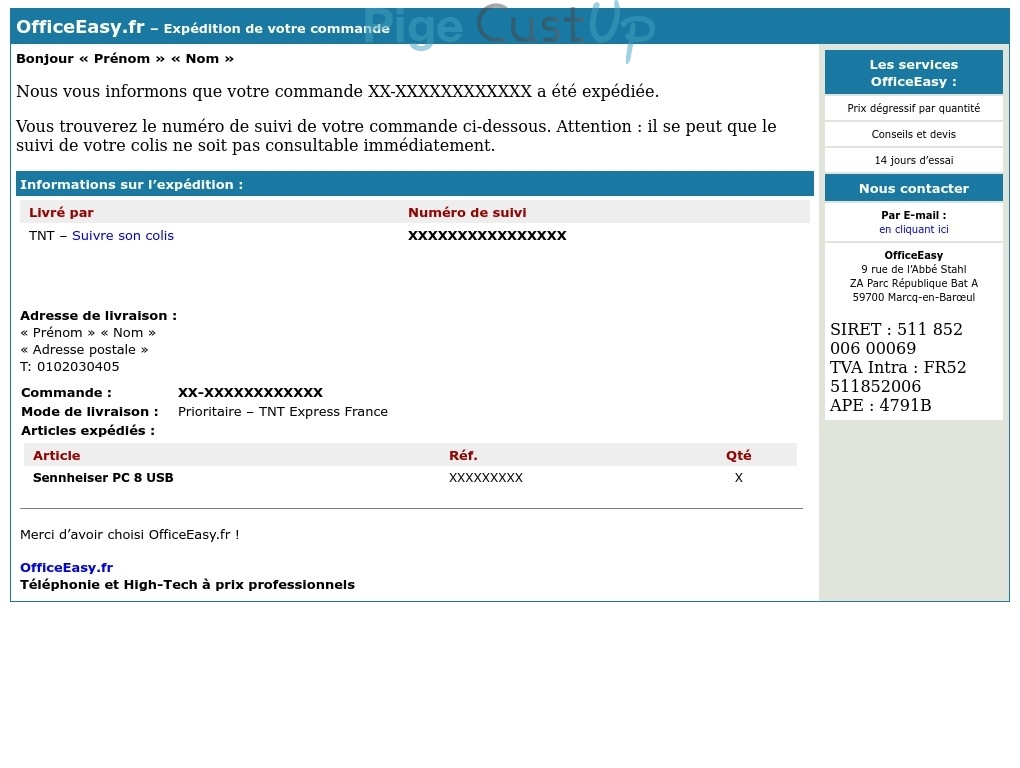 Exemple de Type de media  e-mailing - Office Easy - Transactionnels - Consultation facture en ligne