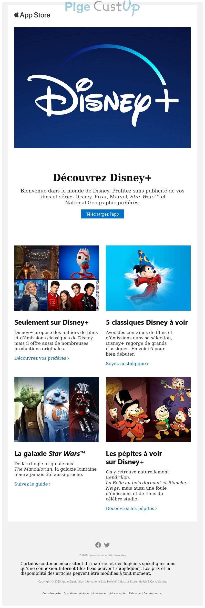 Exemple de Type de media  e-mailing - Disney - Marketing marque - Communication Services - Nouveaux Services