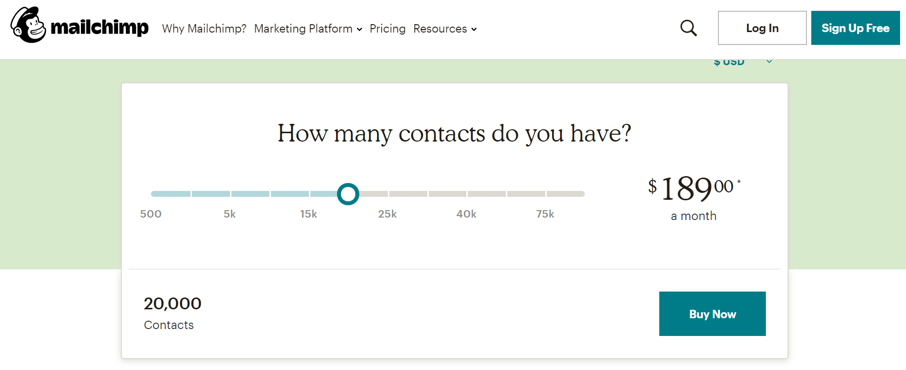 pricing saas exemple mailchimp