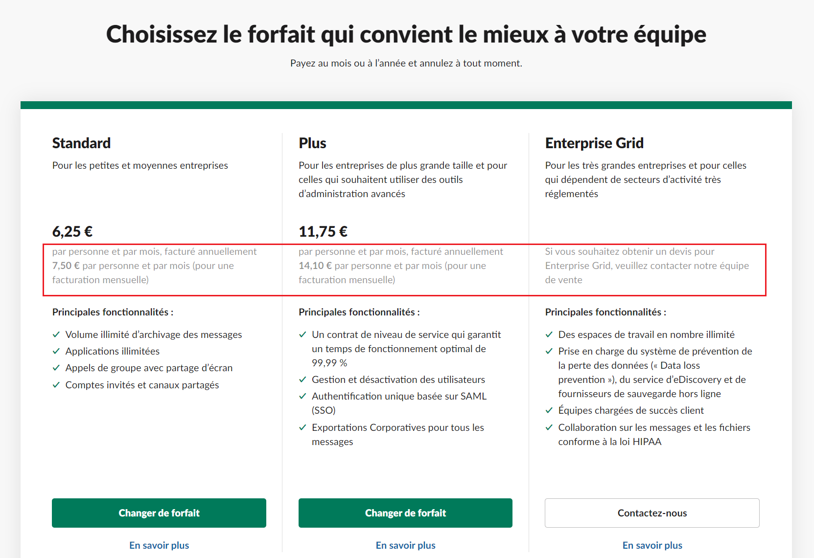 pricing saas exemple slack