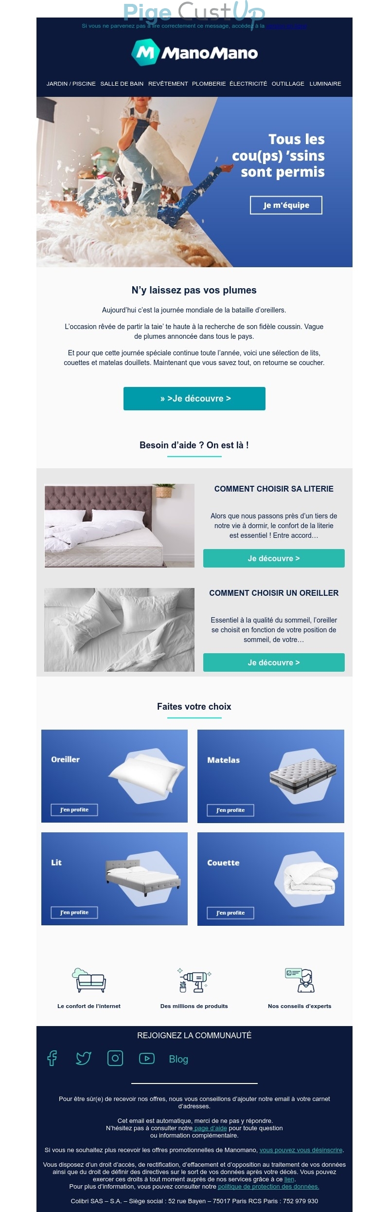 Exemple de Type de media  e-mailing - ManoMano - Marketing marque - Communication Produits - Nouveaux produits