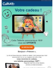 e-mailing - Marketing Acquisition - Acquisition abonnements - Gratuit - Cadeau - Cultura - 11/2022