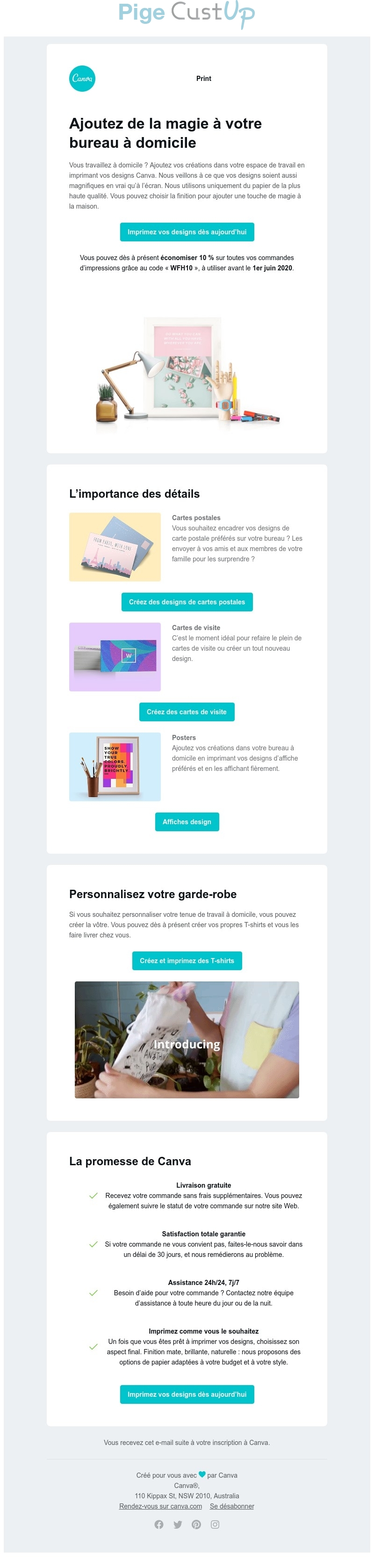 Exemple de Type de media  e-mailing - Canva - Marketing marque - Communication Produits - Nouveaux produits - Communication Services - Nouveaux Services - Marketing Acquisition - Ventes flash, soldes, demarque, promo, réduction