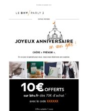 e-mailing - Marketing relationnel - Anniversaire / Fête contact - Marketing fidélisation - Incitation au réachat - BHV - 04/2020