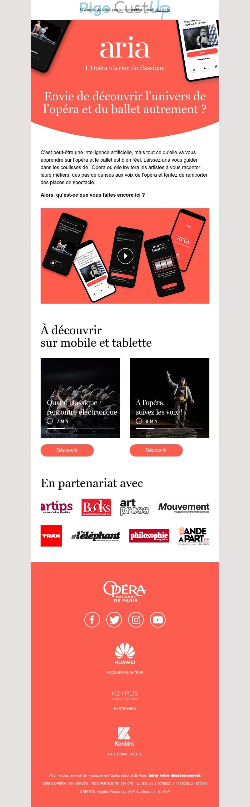 Exemple de Type de media  e-mailing - Opéra de Paris - Marketing marque - Communication Services - Nouveaux Services