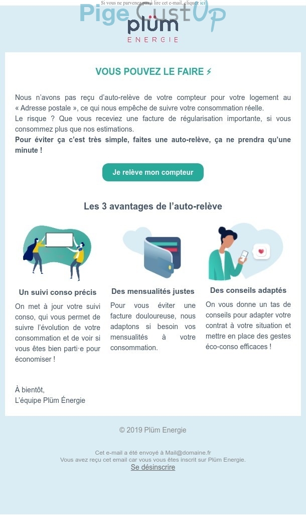 Exemple de Type de media  e-mailing - Plüm - Marketing relationnel - Alerting