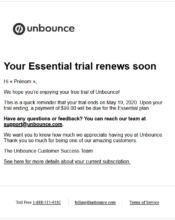 e-mailing - Marketing Acquisition - Acquisition abonnements - Unbounce - 05/2020