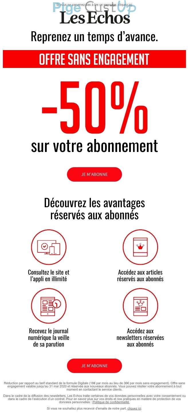 Exemple de Type de media  e-mailing - Les Echos - Marketing Acquisition - Acquisition abonnements