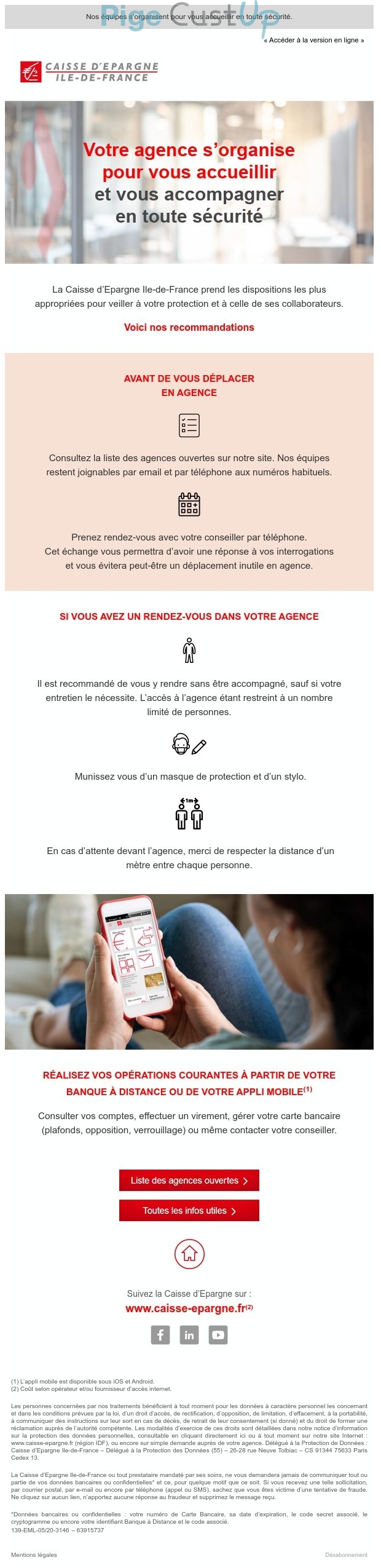 Exemple de Type de media  e-mailing - Caisse d'epargne - Marketing relationnel - Newsletter