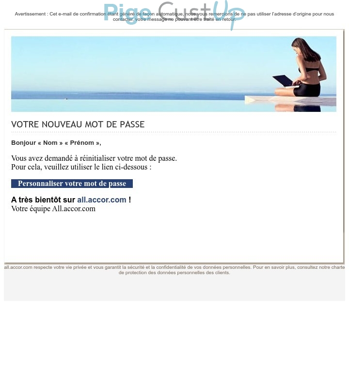 Exemple de Type de media  e-mailing - All Accor - Transactionnels - Changement de mot de passe / d'identifiant