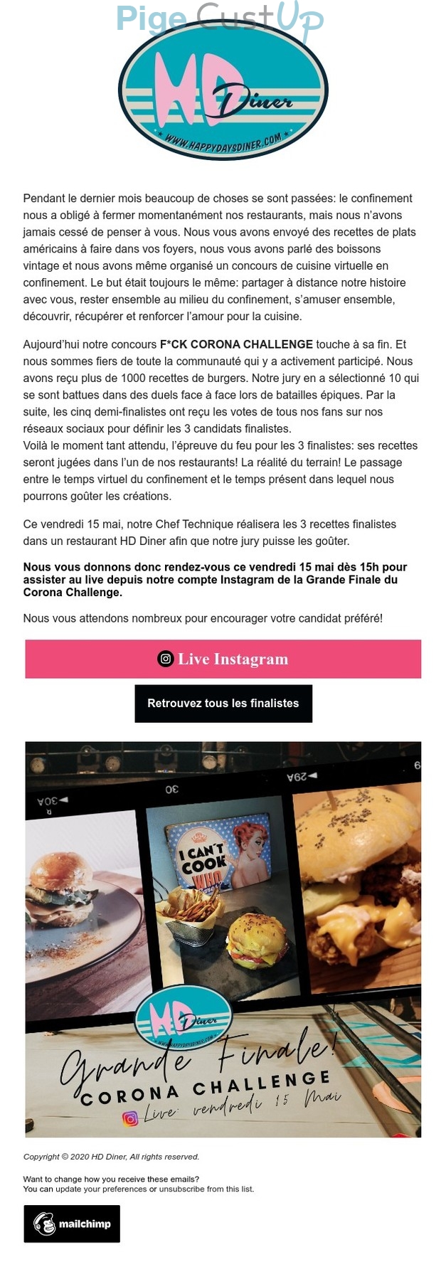 Exemple de Type de media  e-mailing - HD Diner - Marketing relationnel - Evénement - Newsletter