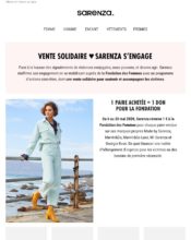e-mailing - Marketing marque - Communication Produits - Nouveaux produits - Institutionnel - Marketing fidélisation - Incitation au réachat - Points et statut - Marketing Acquisition - Ventes flash, soldes, demarque, promo, réduction - Sarenza - 05/2020