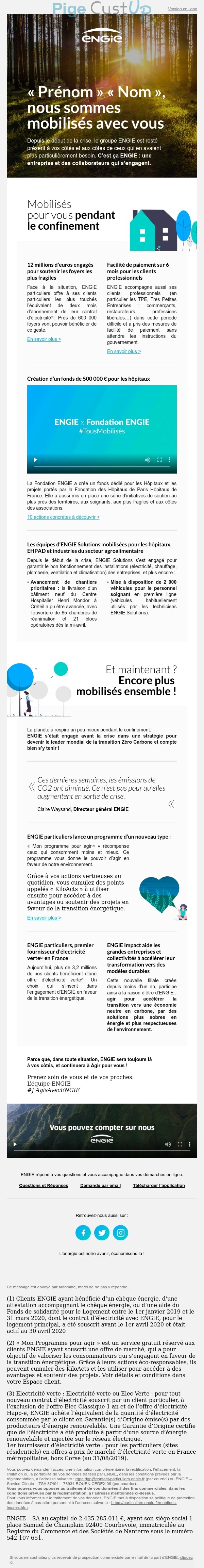 Exemple de Type de media  e-mailing - Engie - Marketing marque - Institutionnel - Marketing relationnel - Newsletter