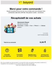 e-mailing - Transactionnels - Confirmation de commande - Bayard - 10/2021