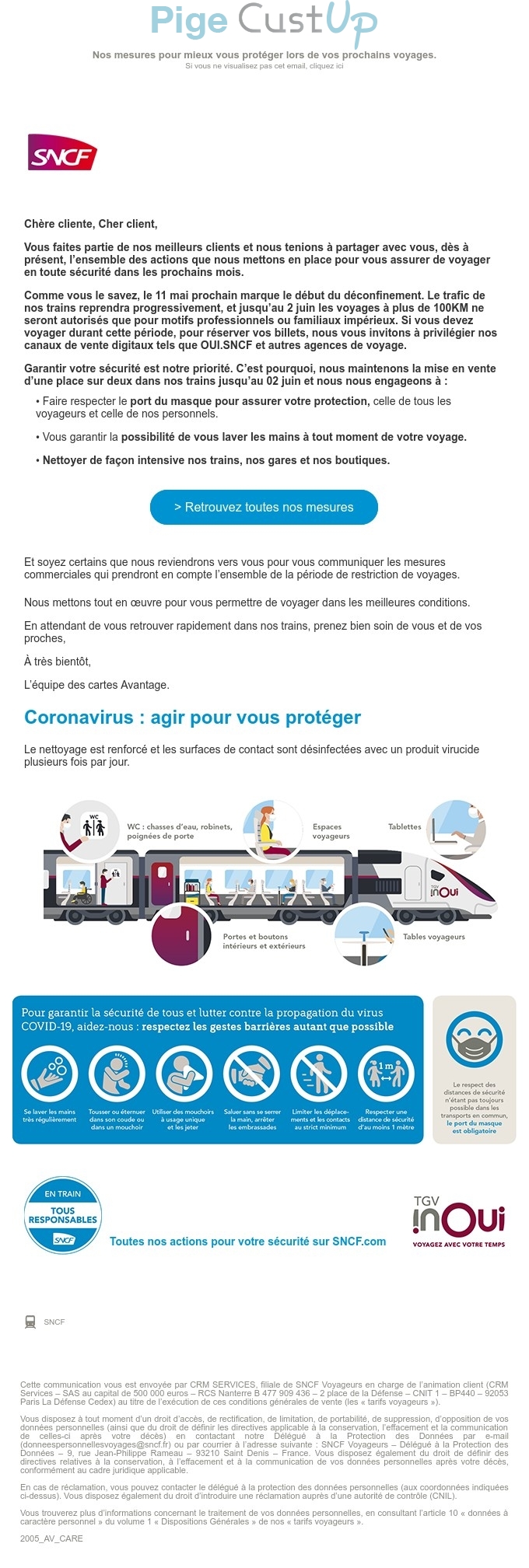 Exemple de Type de media  e-mailing - SNCF - Marketing marque - Communication Services - Nouveaux Services - Institutionnel - Marketing relationnel - Newsletter