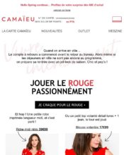 e-mailing - Marketing fidélisation - Animation / Vie du Programme de Fidélité - Incitation au réachat - Points et statut - Marketing marque - Communication Produits - Nouveaux produits - Institutionnel - Marketing Acquisition - Ventes flash, soldes, demarque, promo, réduction - Camaïeu - 05/2020