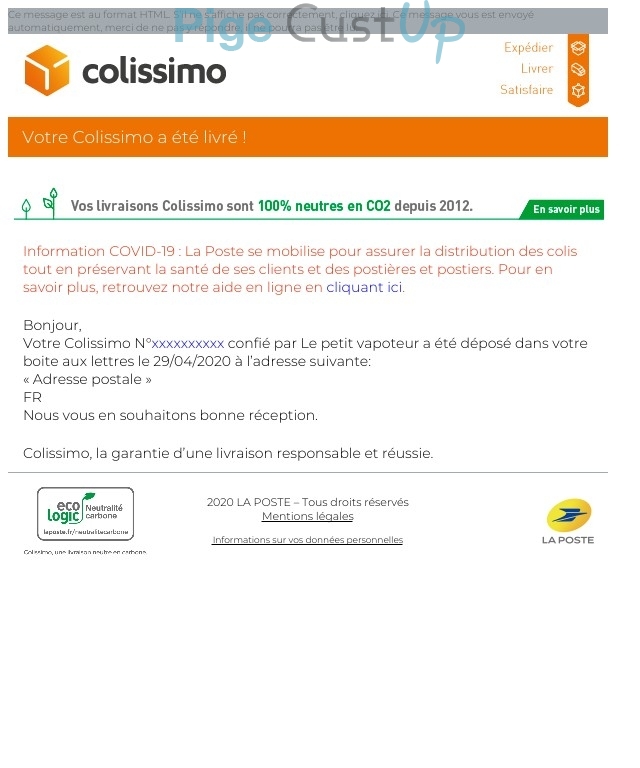 Exemple de Type de media  e-mailing - Le Petit Vapoteur - Transactionnels - Confirmation Livraison