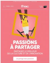 e-mailing - Marketing marque - Communication Produits - Nouveaux produits - Marketing fidélisation - Incitation au réachat - Marketing Acquisition - Ventes flash, soldes, demarque, promo, réduction - Fnac - 05/2020