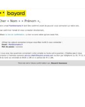 e-mailing - Transactionnels - Finalisation ouverture de compte/inscription - Bayard - 05/2020