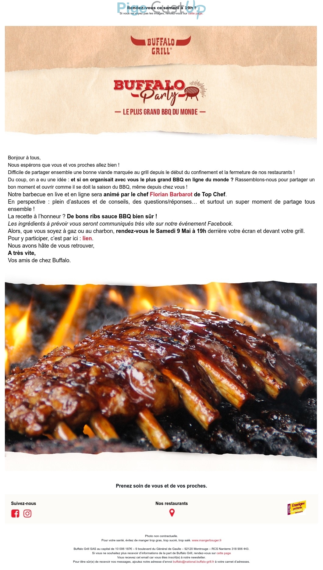 Exemple de Type de media  e-mailing - Buffalo Grill - Marketing relationnel - Evénement