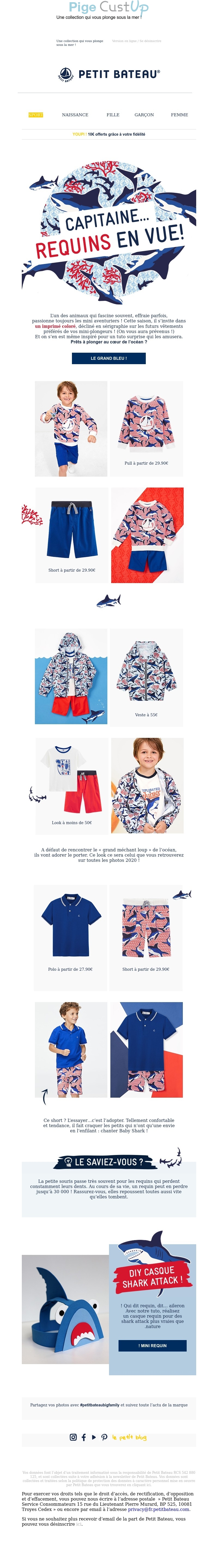 Exemple de Type de media  e-mailing - Petit Bateau - Marketing fidélisation - Incitation au réachat - Recompenses