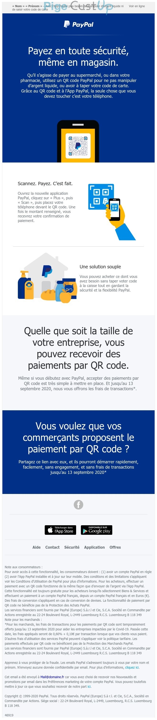 Exemple de Type de media  e-mailing - Paypal - Marketing marque - Communication Services - Nouveaux Services